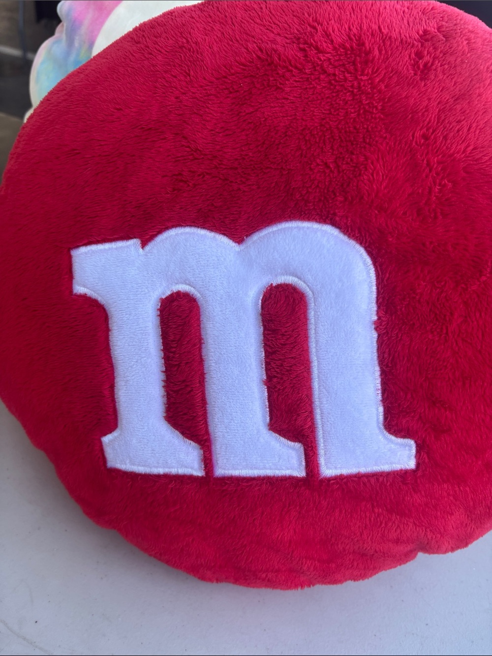 Red Plush 'm' Accent Pillow - Branded Logo Design